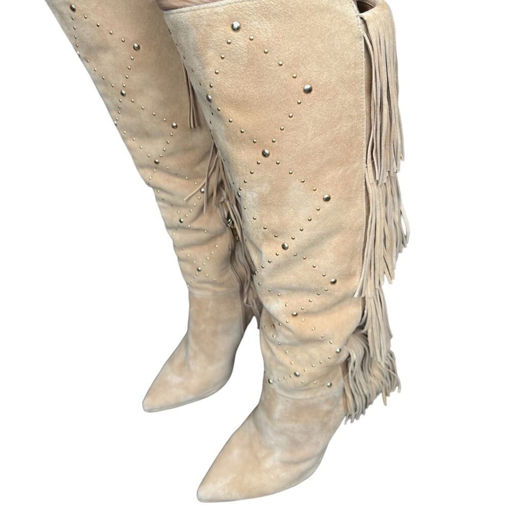 ▶️ Vince Camuto ◀️ Panaryaz Knee High Suede Fringe. Sz 9 - Picture 6 of 17